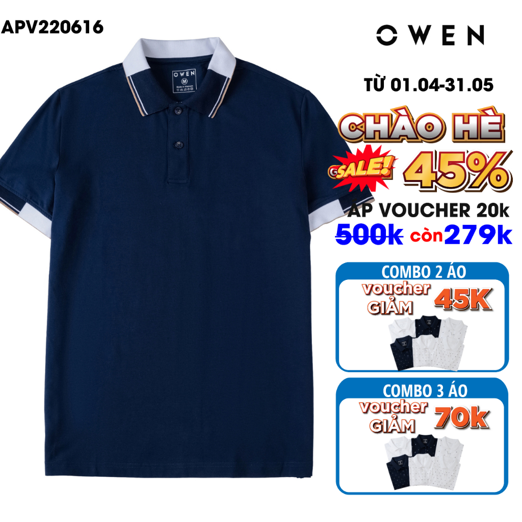 Áo polo nam Owen cao cấp co giãn chất vải cotton thấm hút mồ hôi form slim nhẹ mặc vừa vặn năng động trẻ trung
