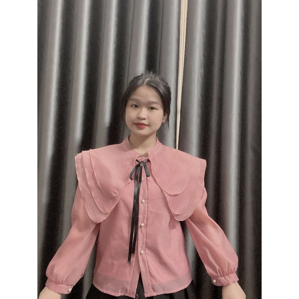 Áo sơ mi voan tơ mền mềm mịn nhiều tầng