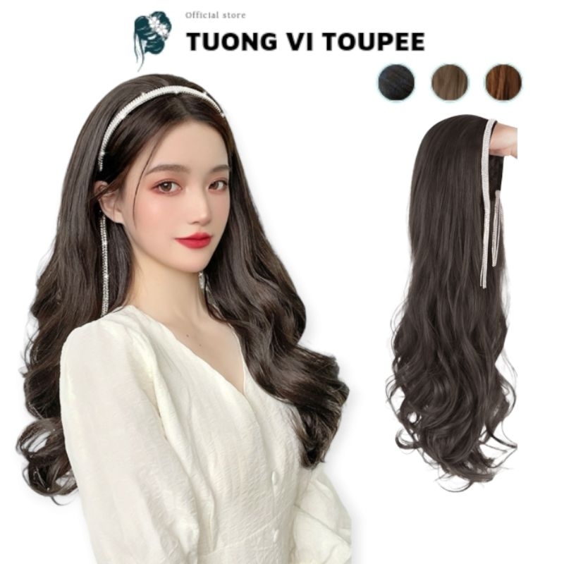 Tóc Giả Cài Băng Đô Xoăn Chuỗi Hạt Tua Rua Tơ Cao Cấp