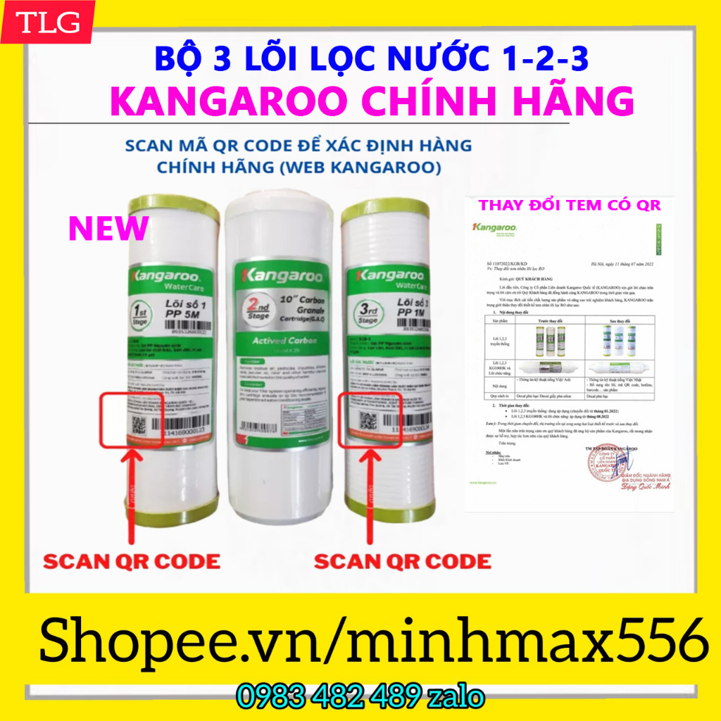 [GIÁ HỦY DIỆT] Bộ Lõi Lọc KANGAROO SỐ 1-2-3 Chính Hãng | Lõi lọc nước Kangaroo Chính Hãng