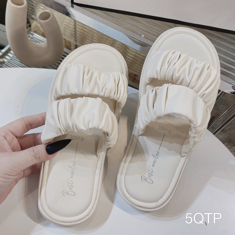 Dép Bệt 2 Quai Da Xịn Nhún Cao Cấp Êm Đẹp