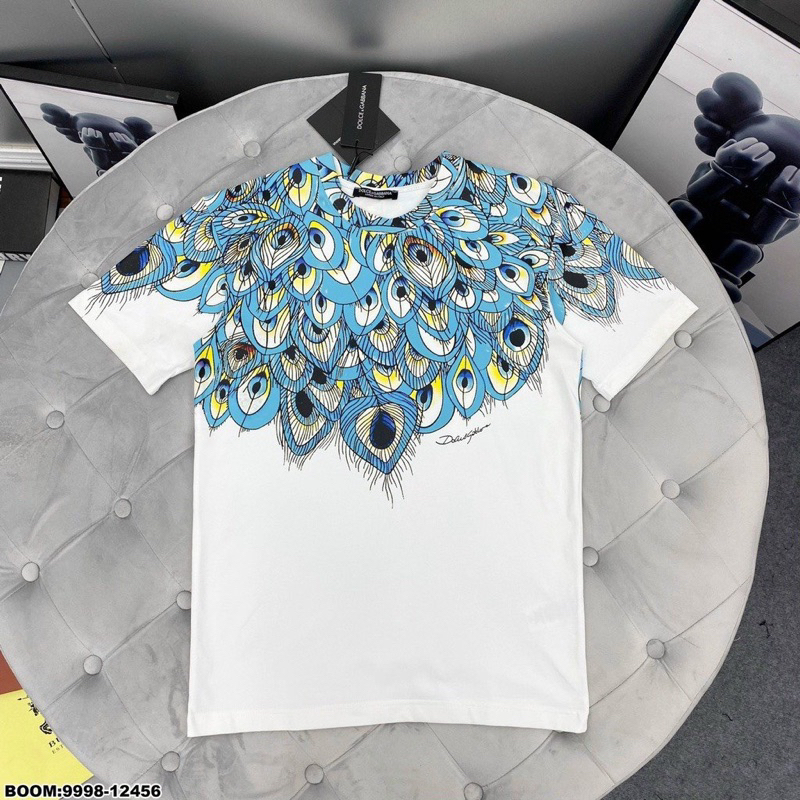 Áo phông tay lỡ nam nữ in lông công xanh Ln LH