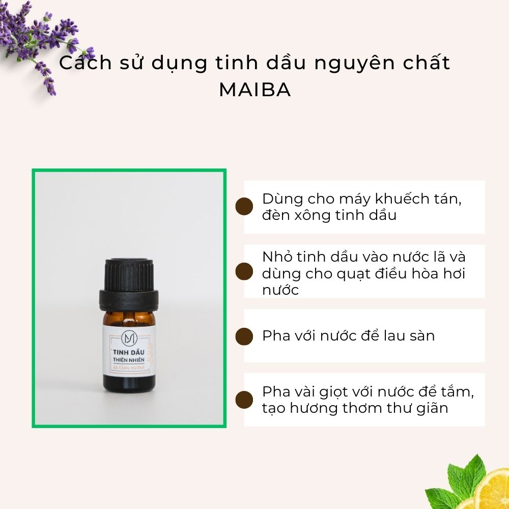 Tinh dầu nguyên chất hương Sả Chanh MAIBA giúp thơm phòng, khử mùi, đuổi muỗi