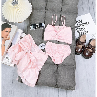 Set Bikini hồng - đỏ cho bé gái