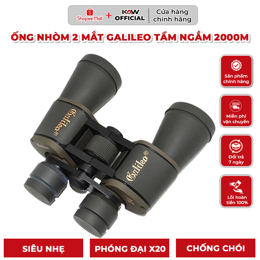 Ống Nhòm 2 Mắt KAW Galileo 20x50, Nhìn Xa Đến 2KM, Độ Phóng Đại 20 Lần
