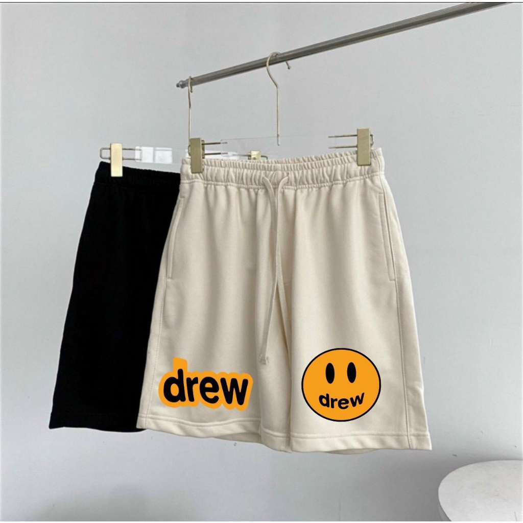 Quần Short DREW Nam Màu Đen Chất Liệu Poly 2da, Quần Đùi Thể Thao Lửng Form Rộng Unisex Chất Vải Thun POLY2DA.
