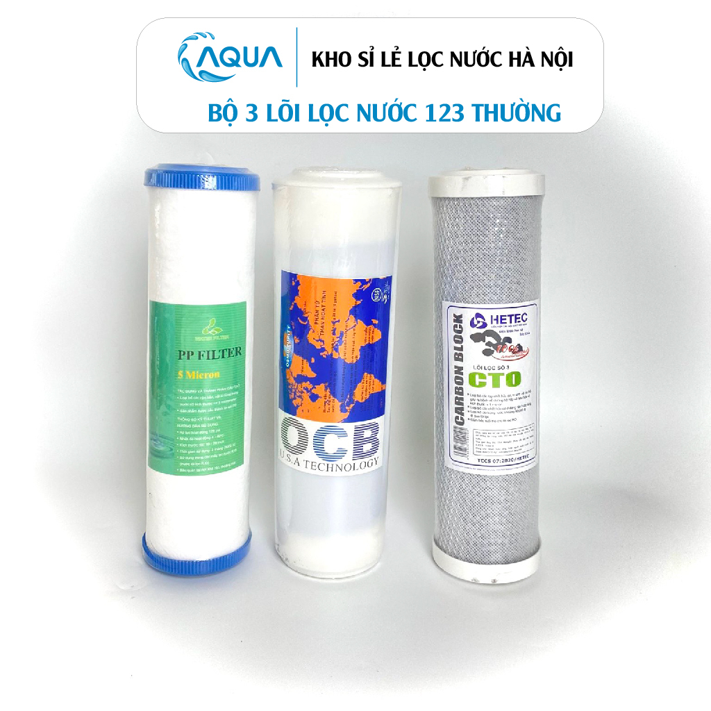 Bộ 3 lõi lọc nước 1,2,3 Chính hãng, sử dụng tất cả máy lọc nước Kangaroo, Karofi, Sunhouse, AquA chính hãng