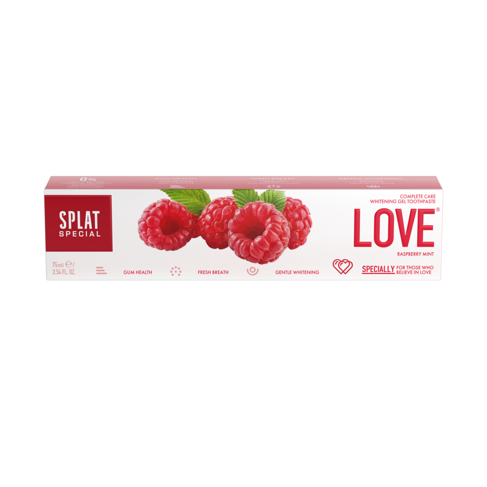 Kem Đánh Răng Cho Hơi Thở Thơm Mát SPLAT Love Special Series Dạng Gel Vị Quả Mâm Xôi, Làm Sạch Mảng Bám 75ml