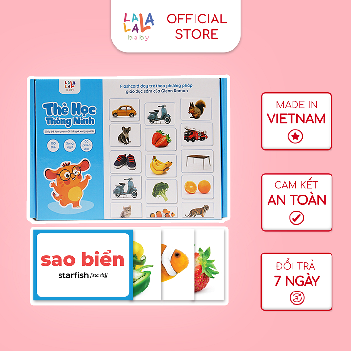 Bộ thẻ học thông minh Flashcard cho bé chuẩn Glenn Doman giáo giục sớm Lalala baby song ngữ Anh Việt