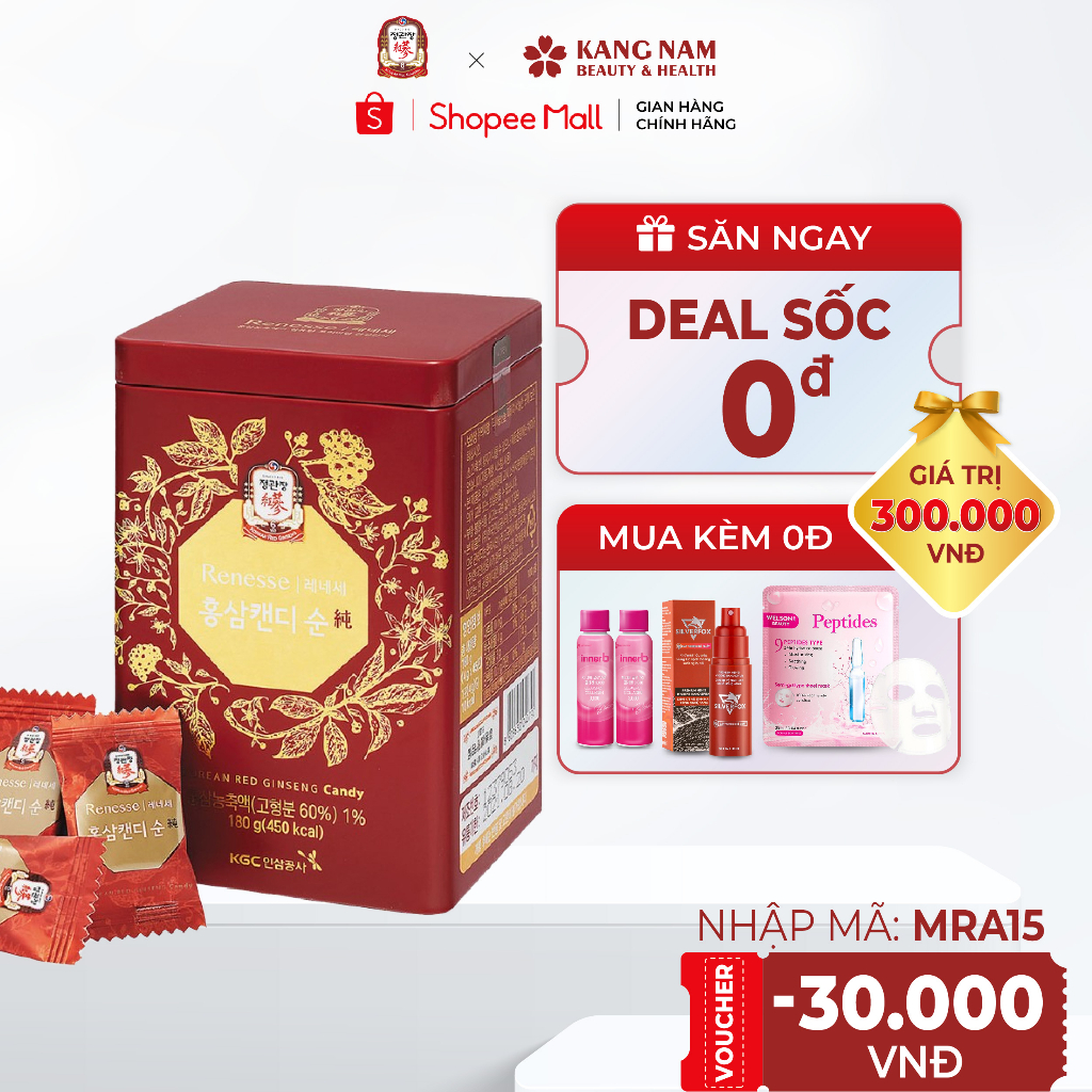 Kẹo Hồng Sâm Không Đường Cheong Kwan Jang KGC Candy 180g