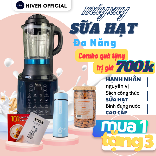Máy Nấu Sữa Hạt, Máy Làm Sữa Hạt Đa Năng Hiven Nhập Khẩu Chính Hãng - Bảo Hành 12 Tháng