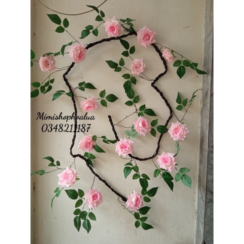 Hoa giả - dây hoa hồng leo cao cấp- thân cổ dài 2 -3met trang trí nhà cửa nội thất siêu đẹp.