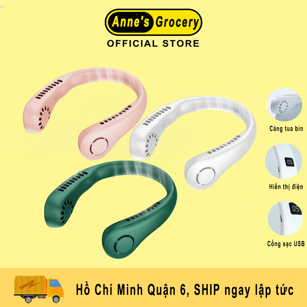 Quạt mini không cánh xoay 360 độ 3 chế độ gió, quạt sạc usb thể thao ngoài trời sức gió lớn