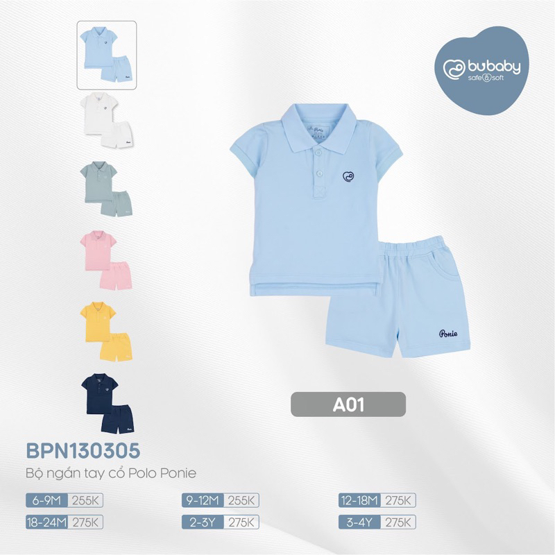 Bộ tay ngắn cổ Polo ponie Bubaby