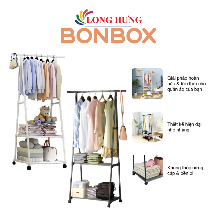 Gía treo quần áo 2 tầng BONBOX BFS221203 - Hàng chính hãng