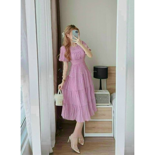 Đầm váy nữ maxi biển họa tiết cổ tròn dáng thân dài xòe 4 màu cực kì xinh trẻ trung T370 - YADO