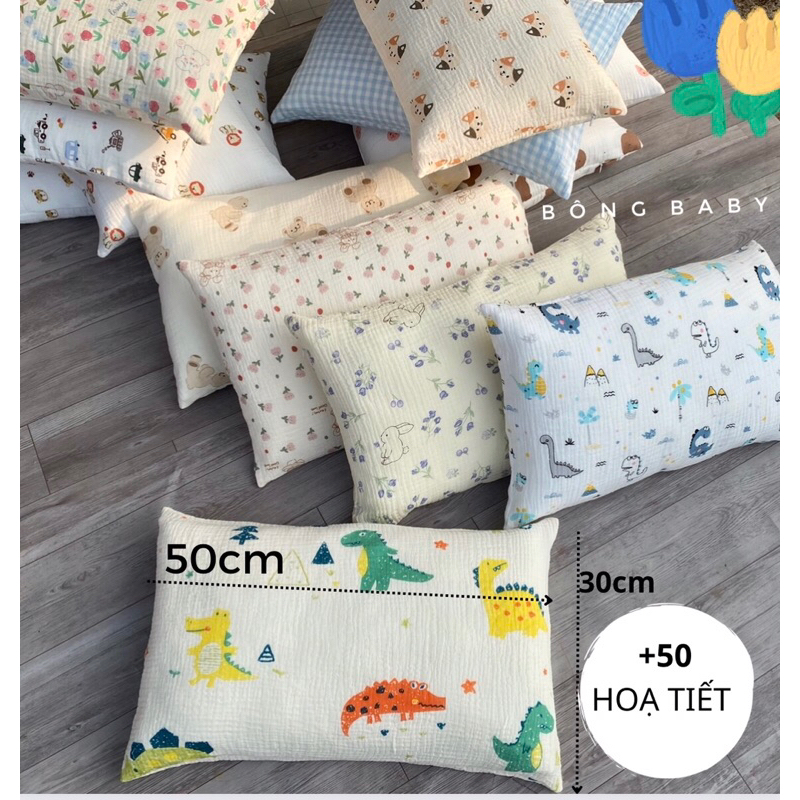 Gối nằm trẻ em Xô MUSLIN 30*50cm Thấm hút mồ hôi