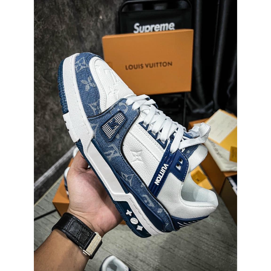 Giày thể thao LV xanh than , lv mẫu mới 2022 full box bill phụ kiện