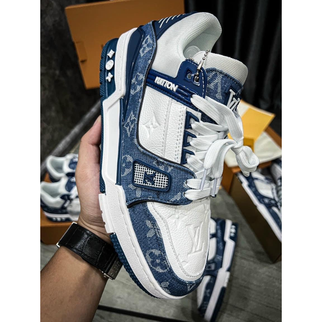 Giày thể thao LV xanh than , lv mẫu mới 2022 full box bill phụ kiện