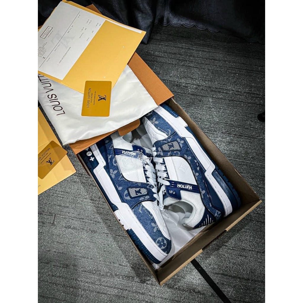 Giày thể thao LV xanh than , lv mẫu mới 2022 full box bill phụ kiện