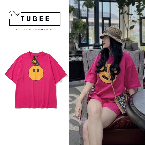 Áo mặt cười hồng đậm full tag túi Tubee shop