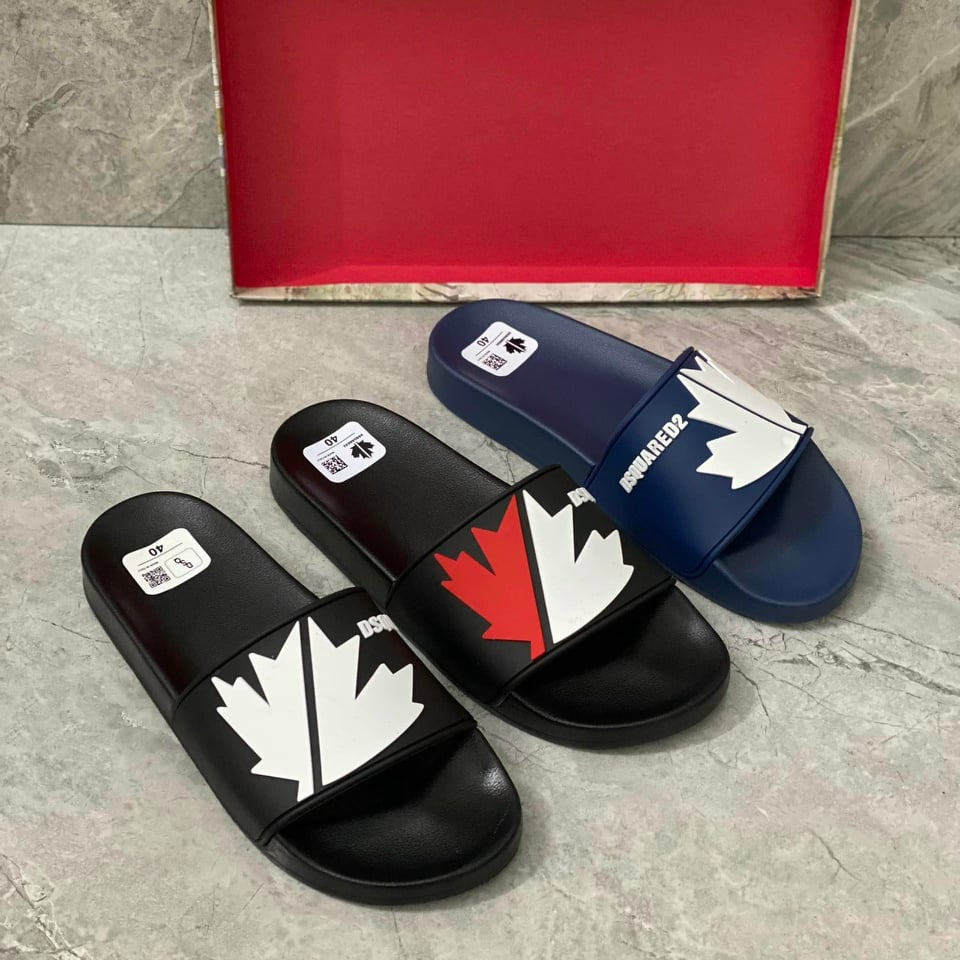 Dép dsquared2 nam nữ quai ngang LIOASA logo chiếc lá chống nước,chống hôi chân, dep nhẹ phong cách thời trang SamStore