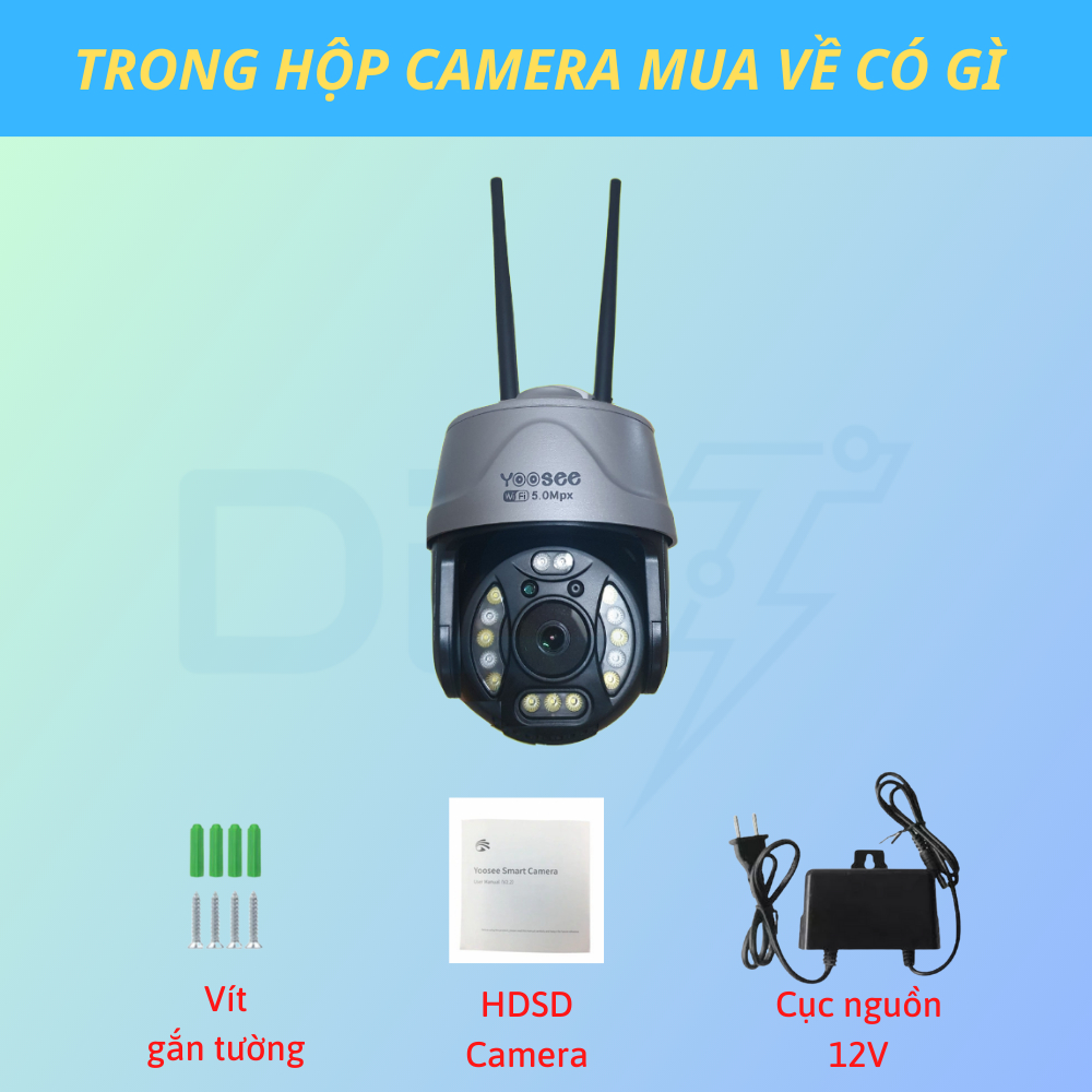 Camera wifi ngoài trời 3mpx siêu nét, chống nước, xoay 360 độ, báo động thông minh