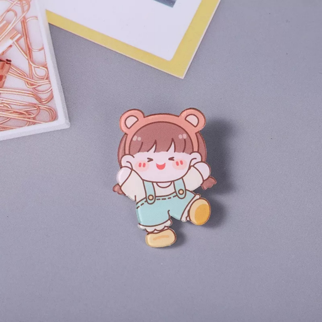 Ghim cài áo hình cô gái hoạt hình dễ thương