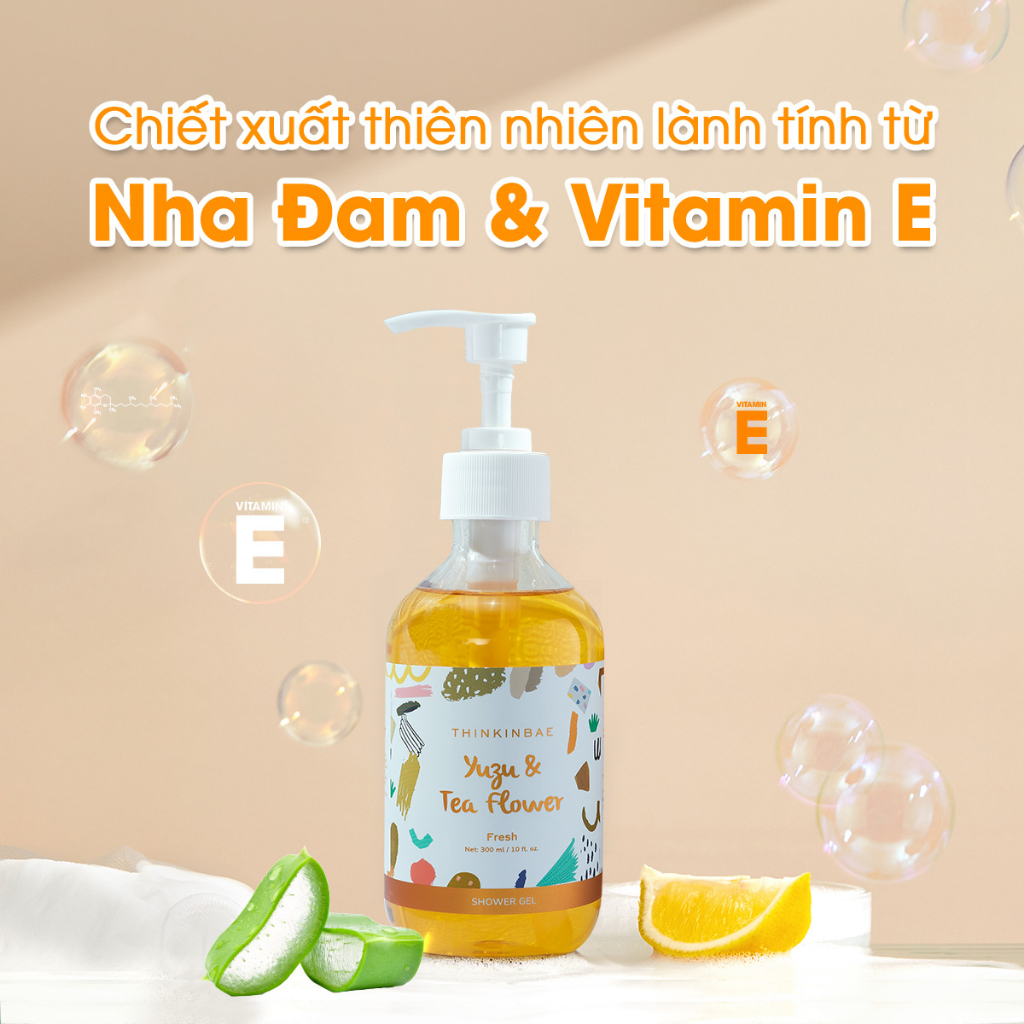 Sữa Tắm Dưỡng Ẩm THINKINBAE Hương Yuzu & Tea Flower 300ml