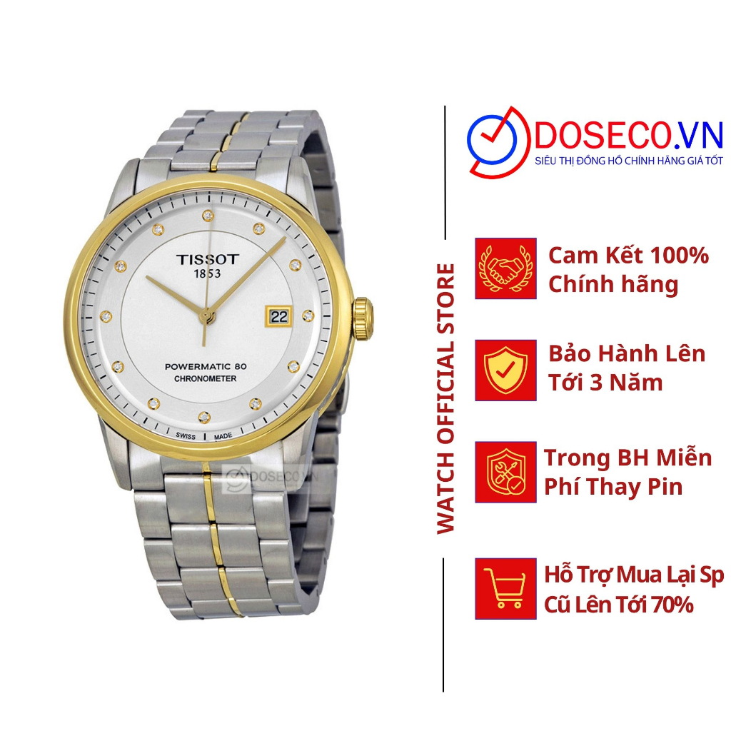 Đồng Hồ Nam Tissot Cơ Automatic Chính Hãng Powermatic COSC T086.408.22.036.000 Dây Kim Loại Cao Cấp TS38 0