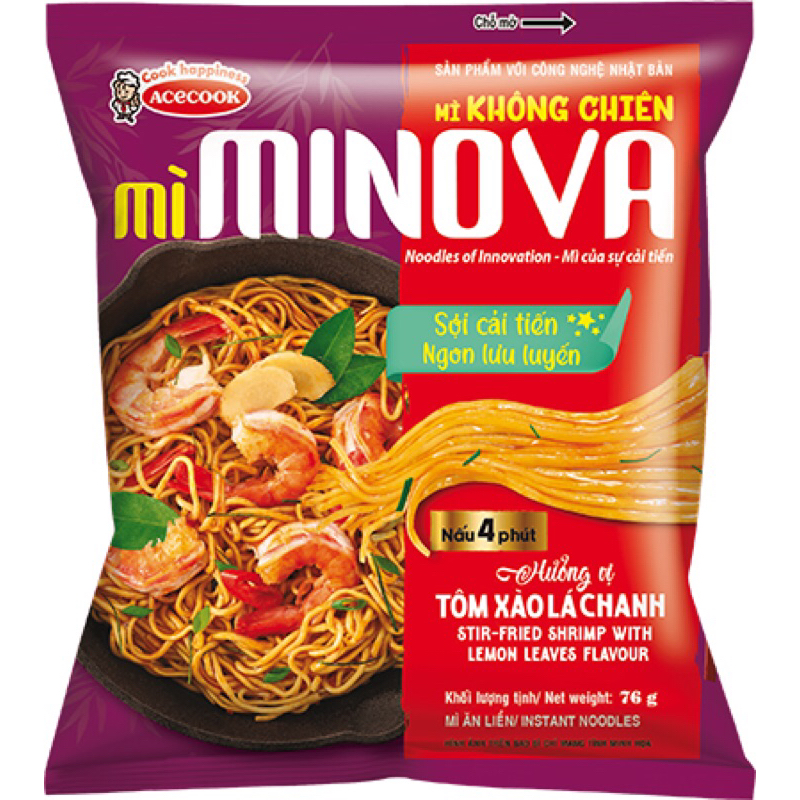 Mì không chiên Minova trộn tôm xào lá chanh/ mì nước Của sườn heo
