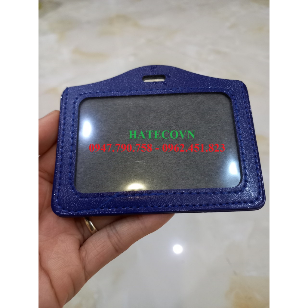 Thẻ da xanh 2 MẶT DỌC 8,6x5,4cm - NGANG - Bao đựng thẻ nhân viên, thẻ học sinh sinh viên bằng da cao cấp