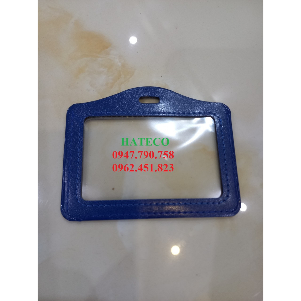 Thẻ da xanh 2 MẶT DỌC 8,6x5,4cm - NGANG - Bao đựng thẻ nhân viên, thẻ học sinh sinh viên bằng da cao cấp