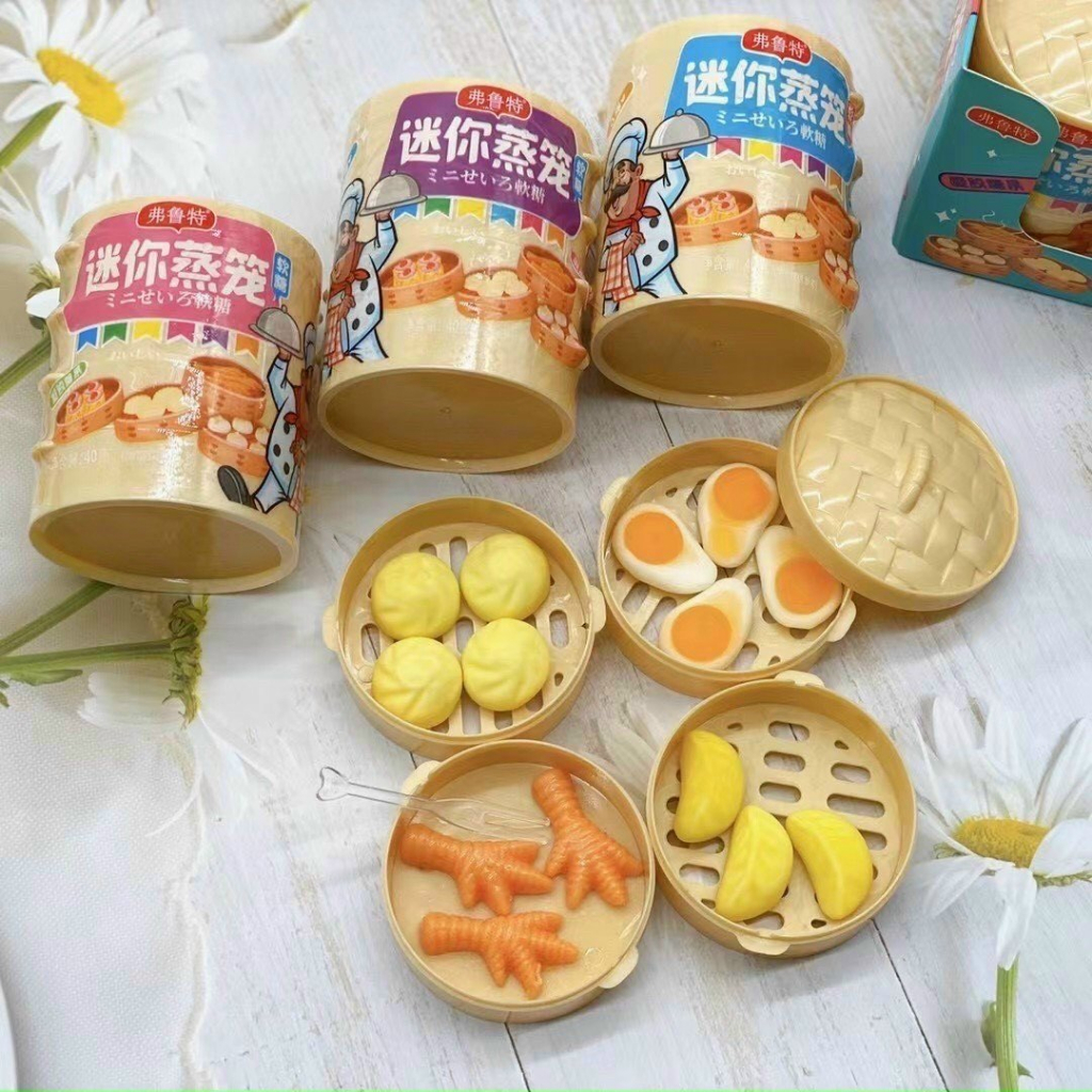 Combo 3 hộp kẹo dẻo hình xửng hộp 4 tầng/ Kẹo Bánh bao hấp/ kẹo mềm trẻ em hộp 40g