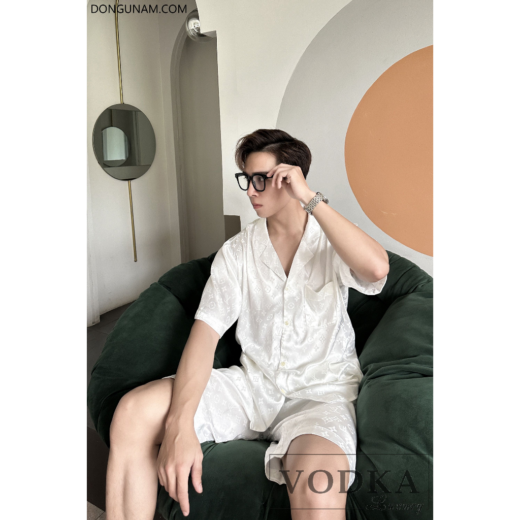 Đồ ngủ nam pijama nam Vodka Luxury lụa Tô Châu mềm mại, mặc nhà mùa hè mát mẻ lịch sự thoải mái T02