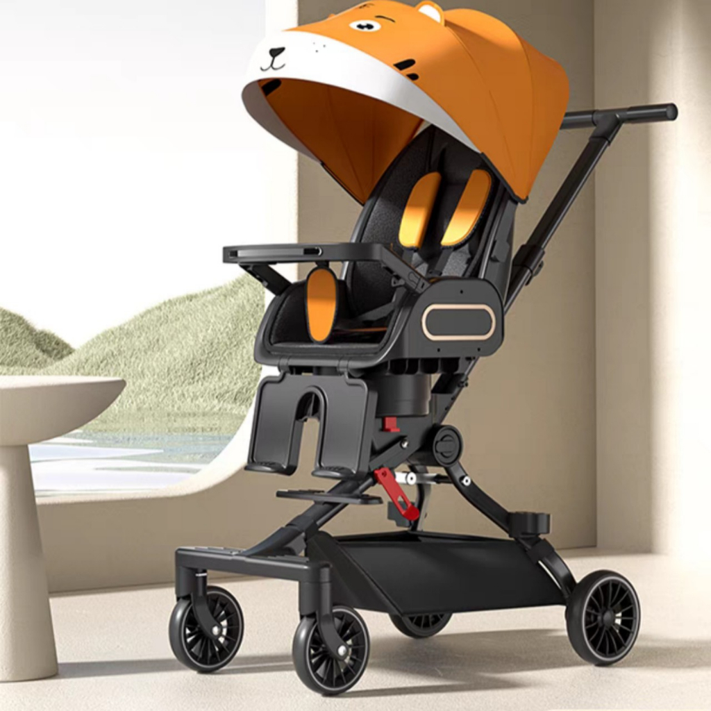 Xe đẩy 2 chiều gập gọn 3 tư thế V9 ghế ngả nằm có nhạc đèn.ghế nệm da PU khoá bánh