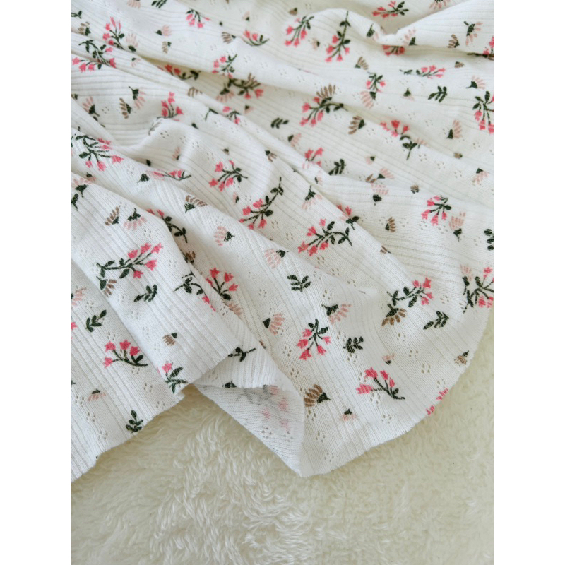 vải thun cotton thông hơi hoa nhí màu vintage