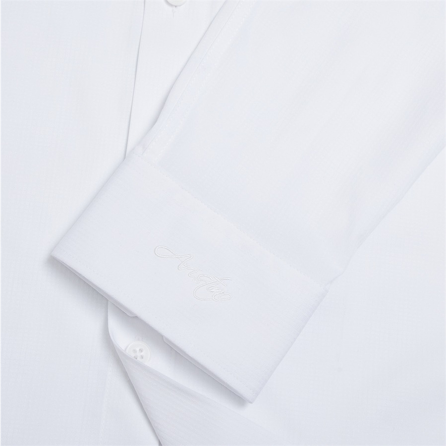 Áo sơ mi nam dài tay ARISTINO màu trắng dệt jacquard họa tiết đơn giản nhưng tinh tế, ấn tượng,  - ALS17403