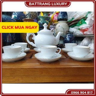 Bộ ấm chén uống trà, bộ ấm chén bát tràng cao cấp - bộ ấm trà phú qúy chỉ vàng kim