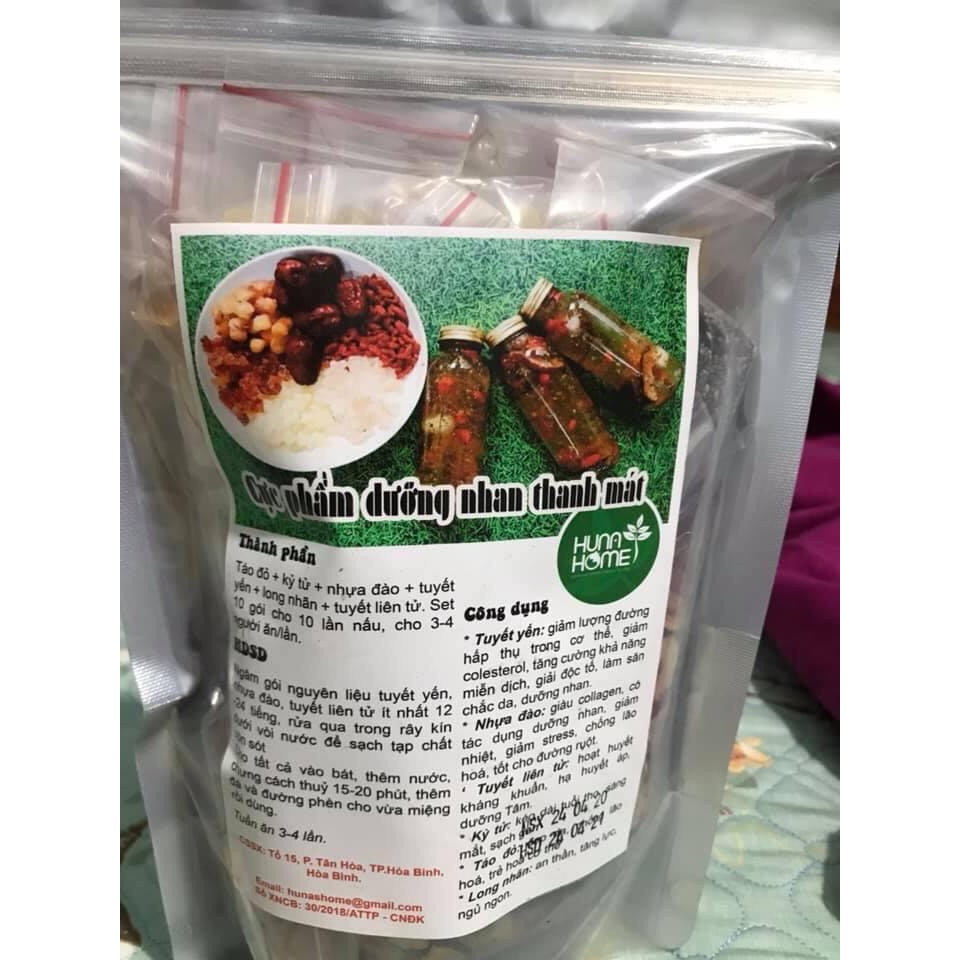 Nguyên liệu nấu chè dưỡng nhan tuyết yến, nhựa đào thanh mát giải nhiệt mùa hè,sét nấu 1 bữa 4 người ăn