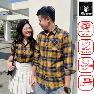 Áo sơ mi cặp fig tree sọc caro vàng hot new mã 179b