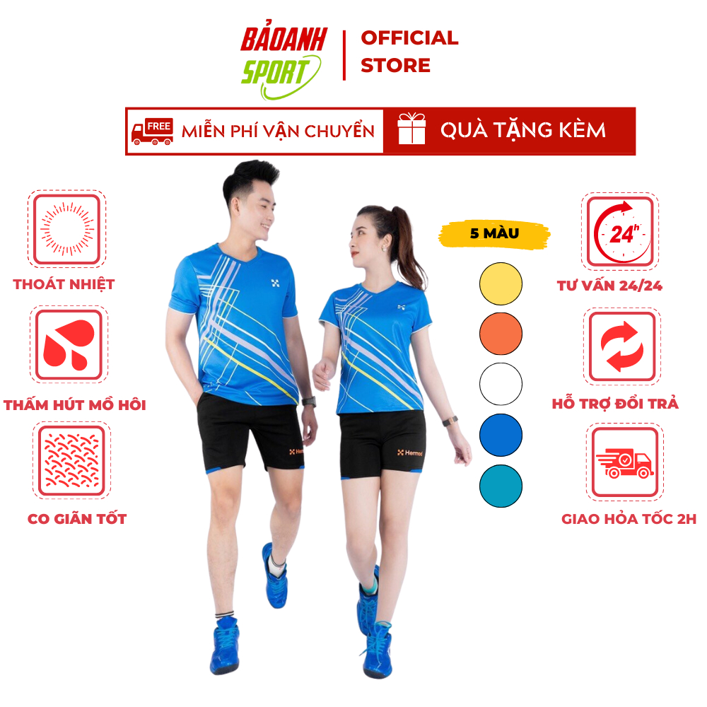 Áo Cầu Lông Hermod Cổ Tròn Nam Nữ, Quần Áo Thể Thao Bóng Chuyển, Tennis Unisex - Áo Thun Thể Thao Cao Cấp