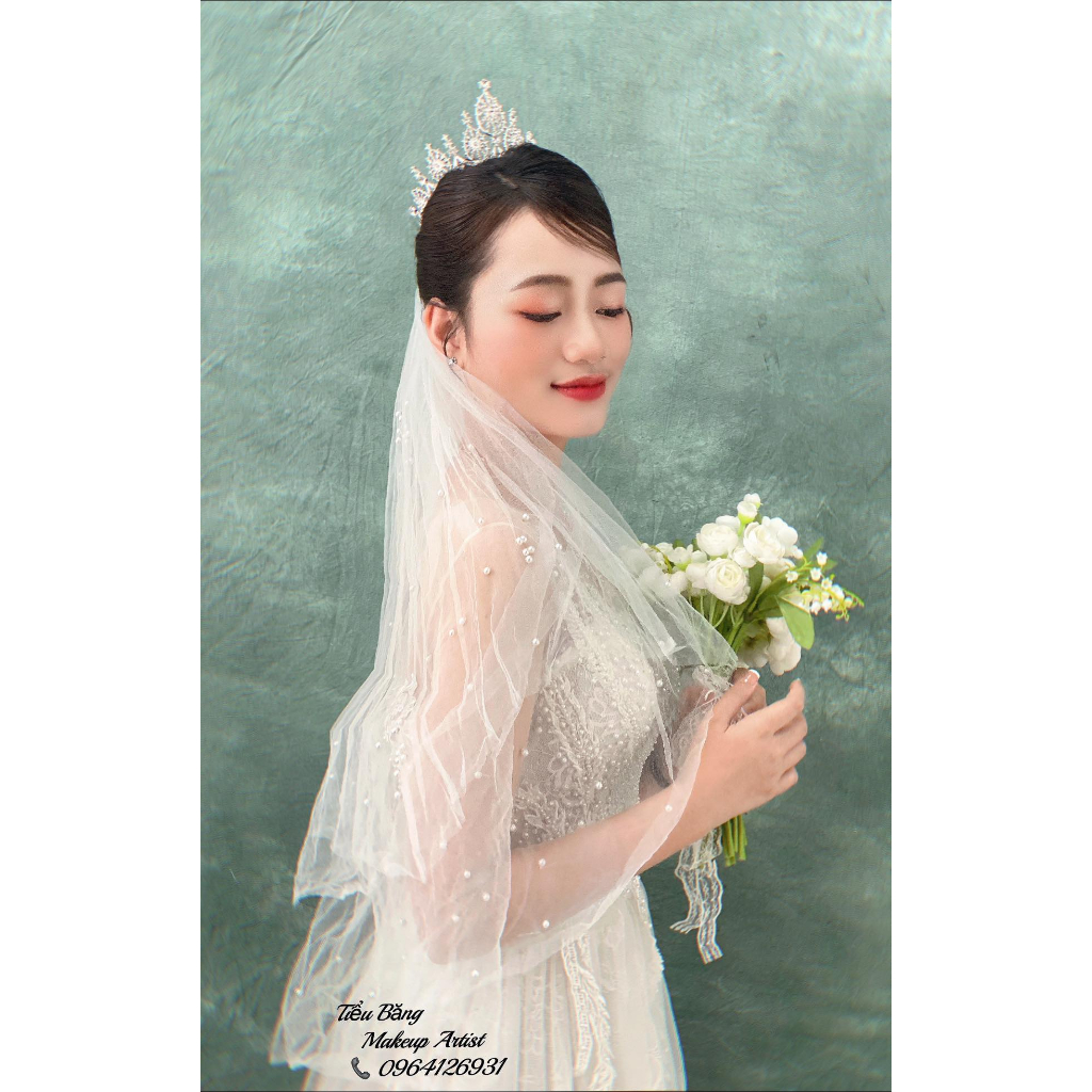 Vương miện dáng tròn trang điểm cô dâu