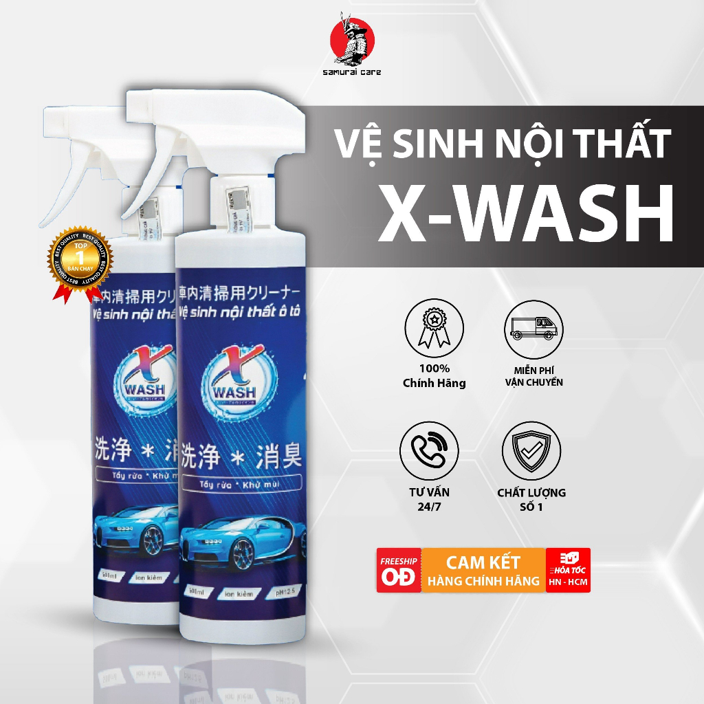 Chai Xịt Vệ Sinh Nội Thất Ô Tô Xwash Ghế Da, Vải Nỉ, vệ sinh sofa,làm sạch và khử mùi nội thất xe hơi 500ml