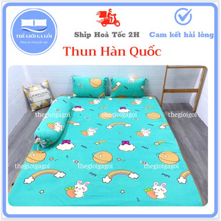[HCM] Bộ Drap Thun Lạnh Hàn Quốc Cao Cấp ,4 món ( 1 ga bọc + 2 vỏ gối nằm + 1 vỏ gối ôm)