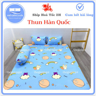 [HCM] Bộ Drap Thun Lạnh Hàn Quốc Cao Cấp ,4 món ( 1 ga bọc + 2 vỏ gối nằm + 1 vỏ gối ôm)