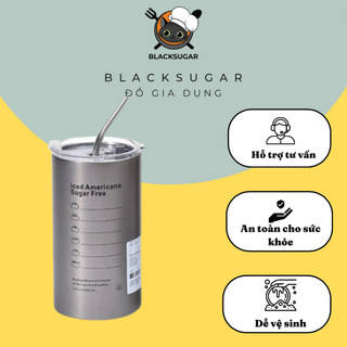 Ly giữ nhiệt iced americano inox 304 + kèm ống hút / ly giữ nhiệt coffee capuchino 600ml