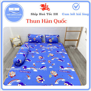 [HCM] Bộ Drap Thun Lạnh Hàn Quốc Cao Cấp ,4 món ( 1 ga bọc + 2 vỏ gối nằm + 1 vỏ gối ôm)