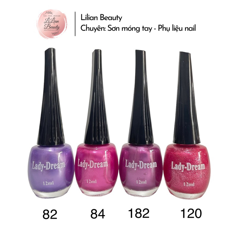 Combo 4 chai sơn móng tay Lady Dream màu đẹp cọ êm, không hại móng, dung tích 12ml/chai