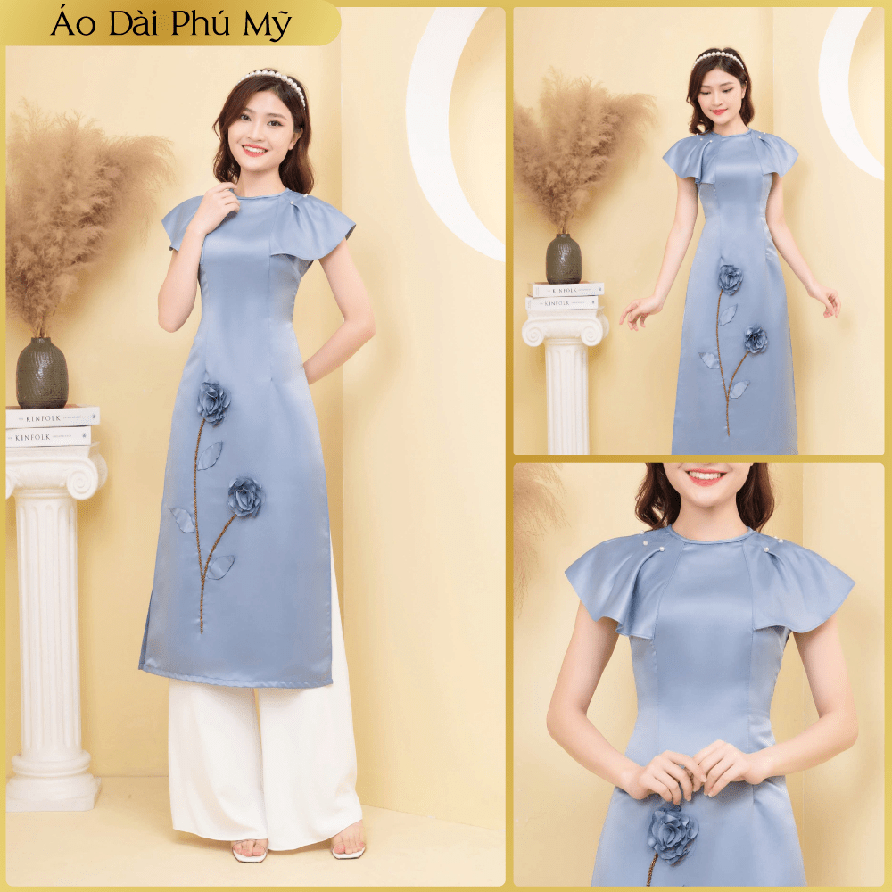 Áo dài cách tân tay cách điệu chất liệu vải tafta cao cấp